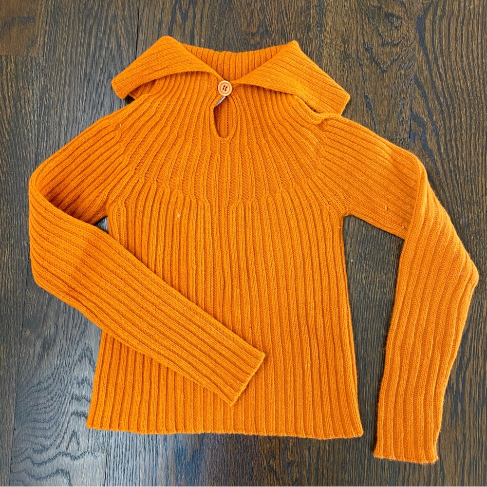 Orange MaxMara keyhole sweater.